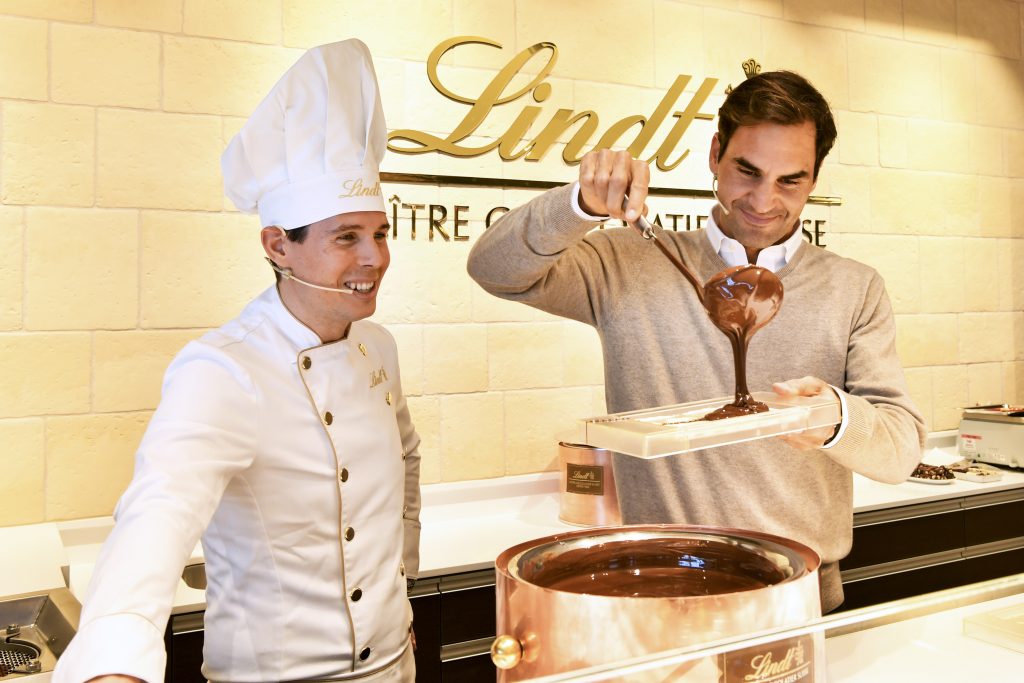 Roger Federer opens new Lindt Chocolate Boutique at Zurich Airport
