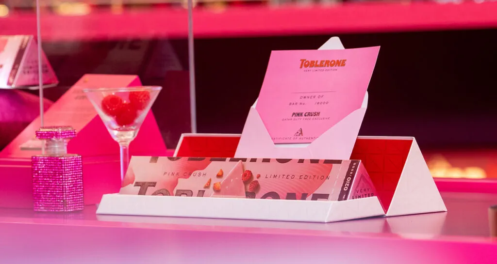 Mondelez WTR & Qatar Duty Free launch world exclusive Toblerone Pink Crush